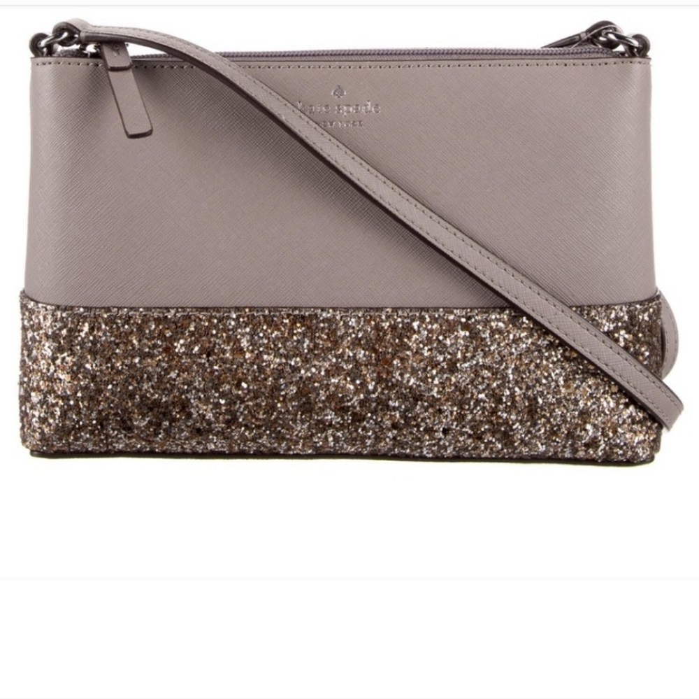 Kate Spade Gray/Silver Glitter Crossbody